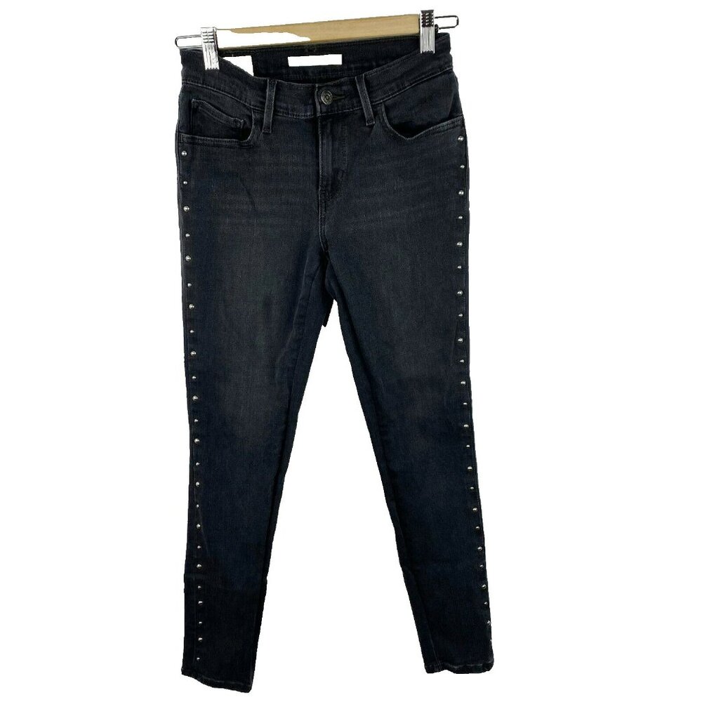 Levis Jeans 710 Super Skinny Womens Size 27 Black Denim Studded Embellished
